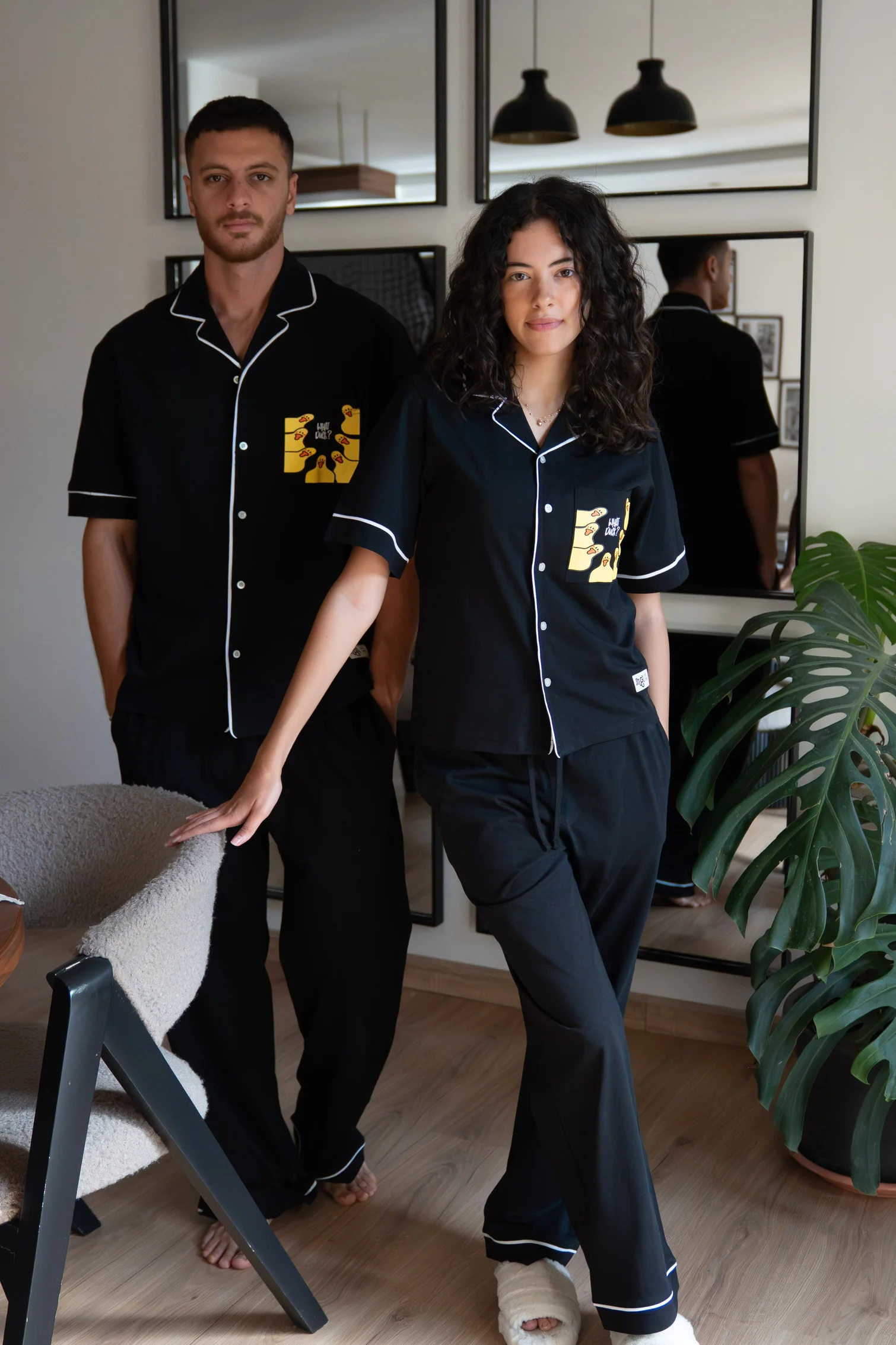 Women summer pajama set Black T-shirt + Pants - Image 4